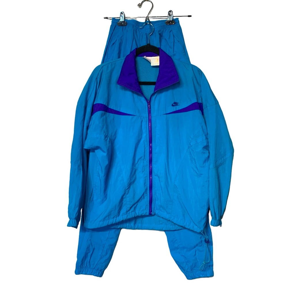 Vintage 90s Nike Colorblock Windbreaker Tracksuit Set Blue Purple Small - Picture 2 of 15